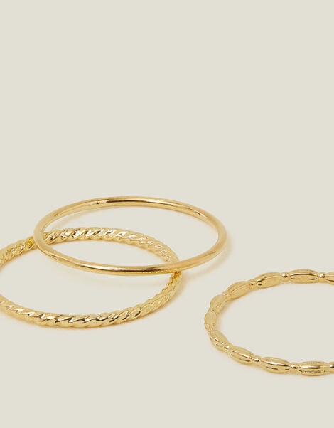 3-Pack 14ct Gold-Plated Delicate Rings, Gold (GOLD), large