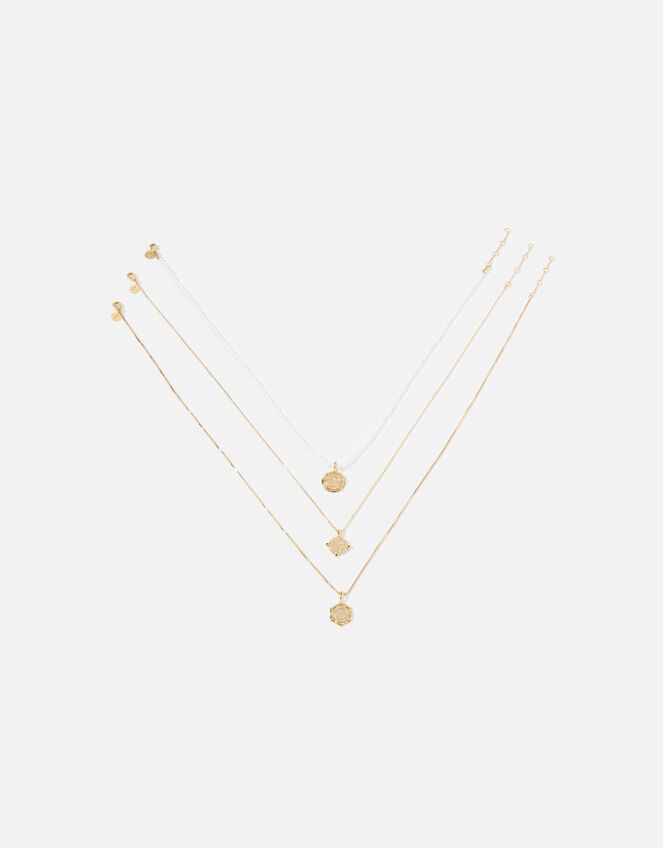 Pearl and Coin Layered Necklace, , large