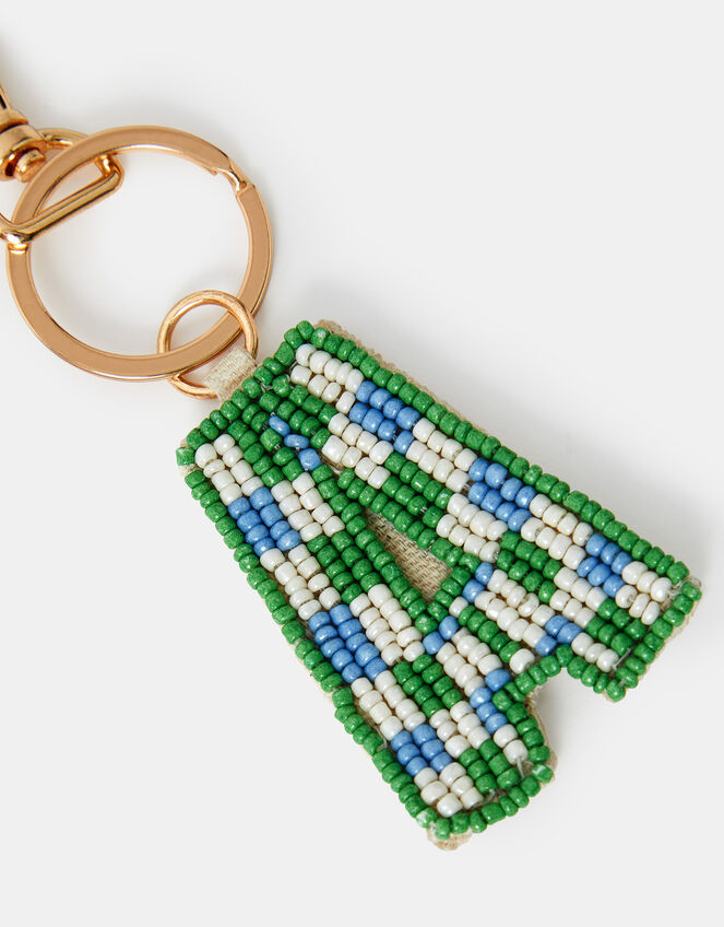 Beaded Initial Keyring, Multi (PASTEL MULTI), large