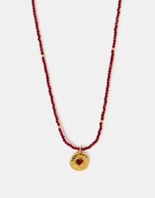 14ct Gold-Plated Beaded Heart Pendant Necklace , , large