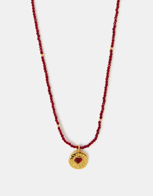 14ct Gold-Plated Beaded Heart Pendant Necklace , , large