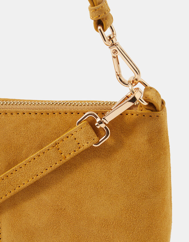 Leather Crossbody Handbag, Yellow (OCHRE), large