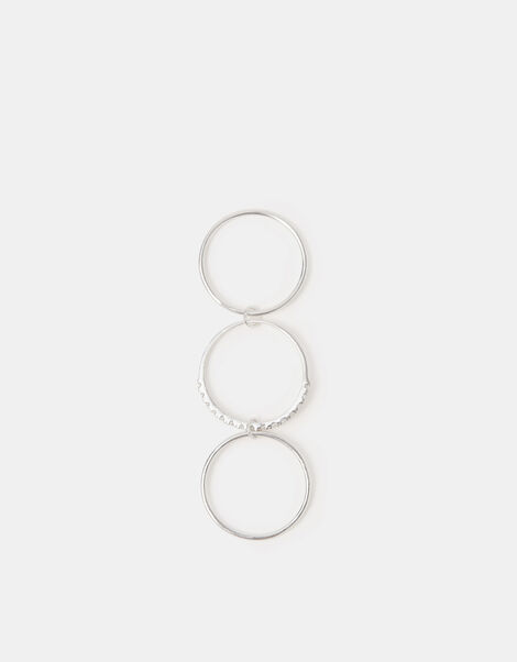 Sterling Silver Triple Band Ring, Silver (ST SILVER), large