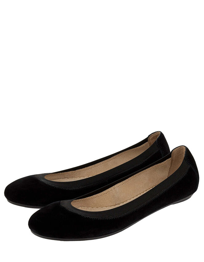 Elasticated Ballerina Flats, Black (BLACK), large