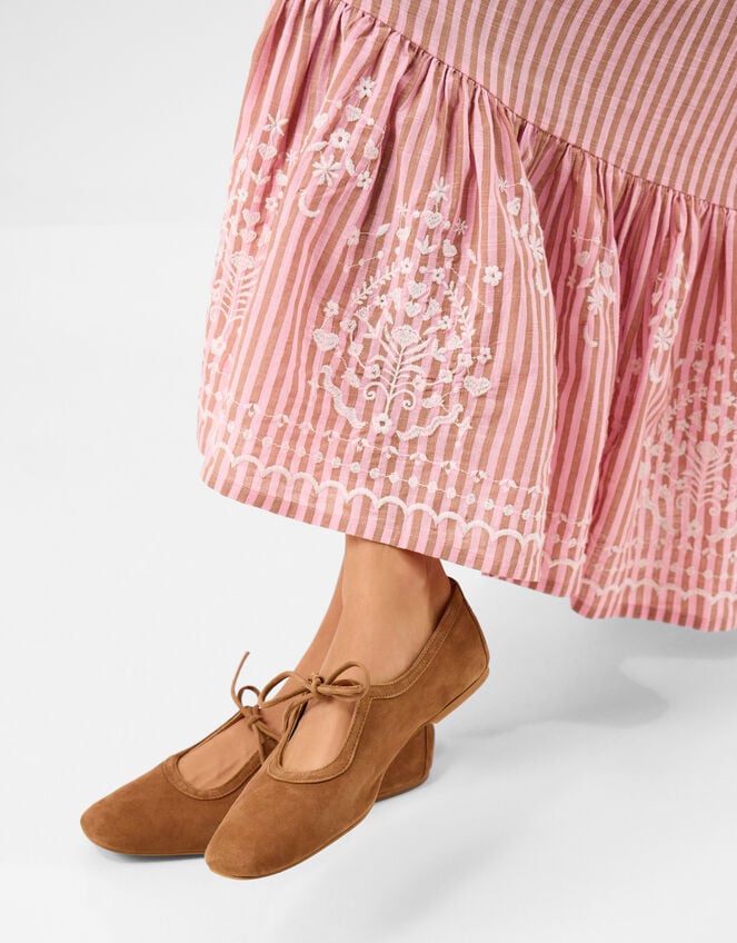 Embroidered Stripe Midi Dress, Pink (PINK), large