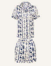 Ornamental Print Pyjama Set, Blue (NAVY), large