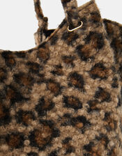 Leopard Print Teddy Shoulder Bag, , large