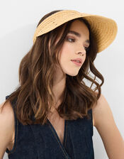 Diamant&eacute; Embellished Woven Sun Visor, , large