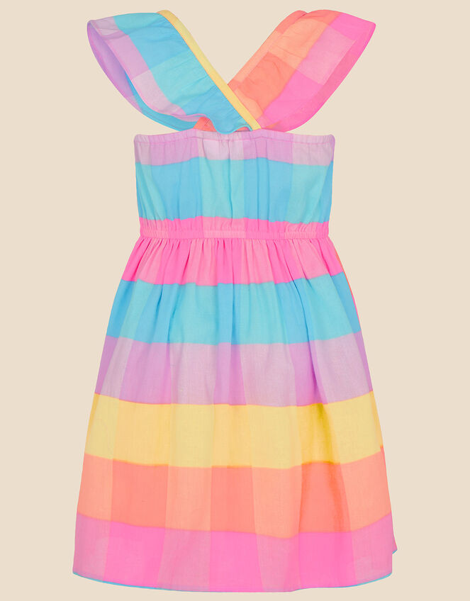 Frill Sleeve Check Dress, Multi (BRIGHTS-MULTI), large