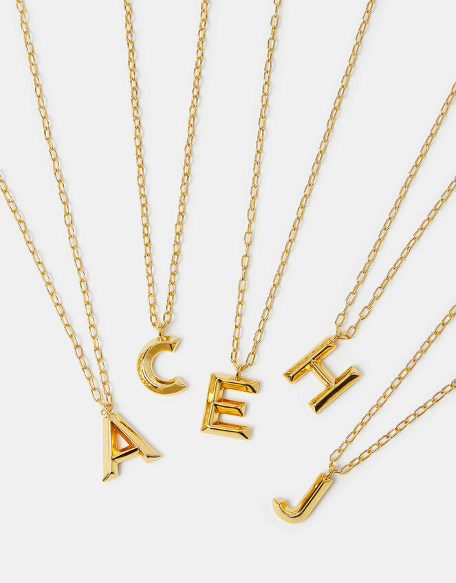 14ct Gold-Plated Long Initial Pendant Necklace, Gold (GOLD), large