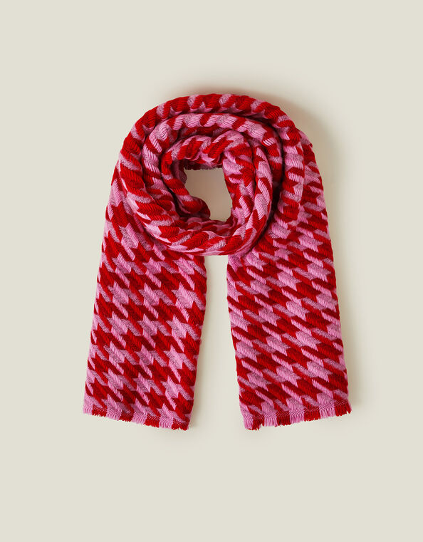 Houndstooth Woven Blanket Scarf, , large