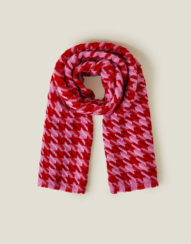 Houndstooth Woven Blanket Scarf, , large