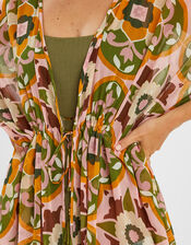 Retro Floral Chiffon Maxi Kaftan, Pink (PINK), large