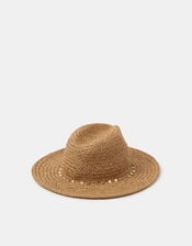 Charm Straw Fedora Hat, , large