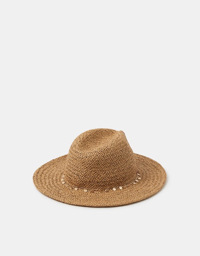 Charm Straw Fedora Hat, , large