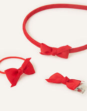 Girls School Hair Set, Red (RED), large