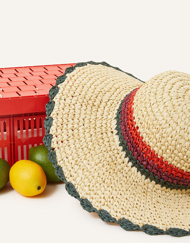 Stripe Boater Hat, , large