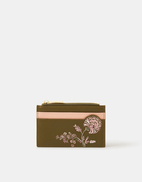 Floral Embroidered Card Holder, , large