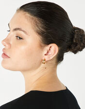 Gold-Plated Double Hoop Earrings, , large
