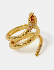 14ct Gold-Plated Snake Wrap Ring, Gold (GOLD), large