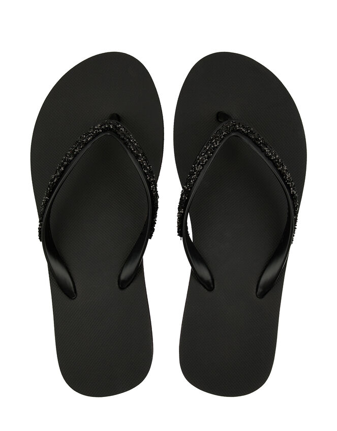 Eva Glitter Wedge Flip Flops, Black (BLACK), large