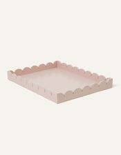 Large Wood Scallop Tray, Pink (PALE PINK), large