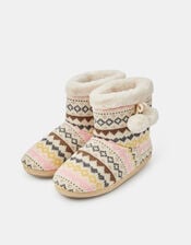 Fair Isle Faux Fur Slipper Boots, Multi (BRIGHTS MULTI), large