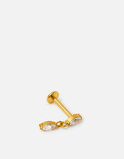 14ct Gold-Plated Titanium Marquise Drop Flatback Stud, , large