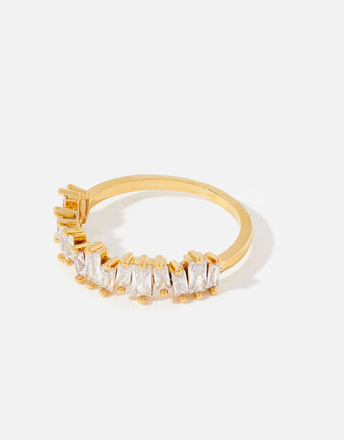 Gold-Plated Baguette Gem Ring, Gold (GOLD), large