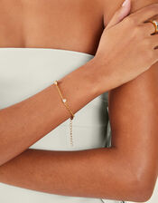 14ct Gold-Plated Diamante Heart Station Bracelet, , large