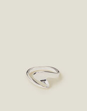 Sterling Silver-Plated Open Wave Ring, Silver (ST SILVER), large