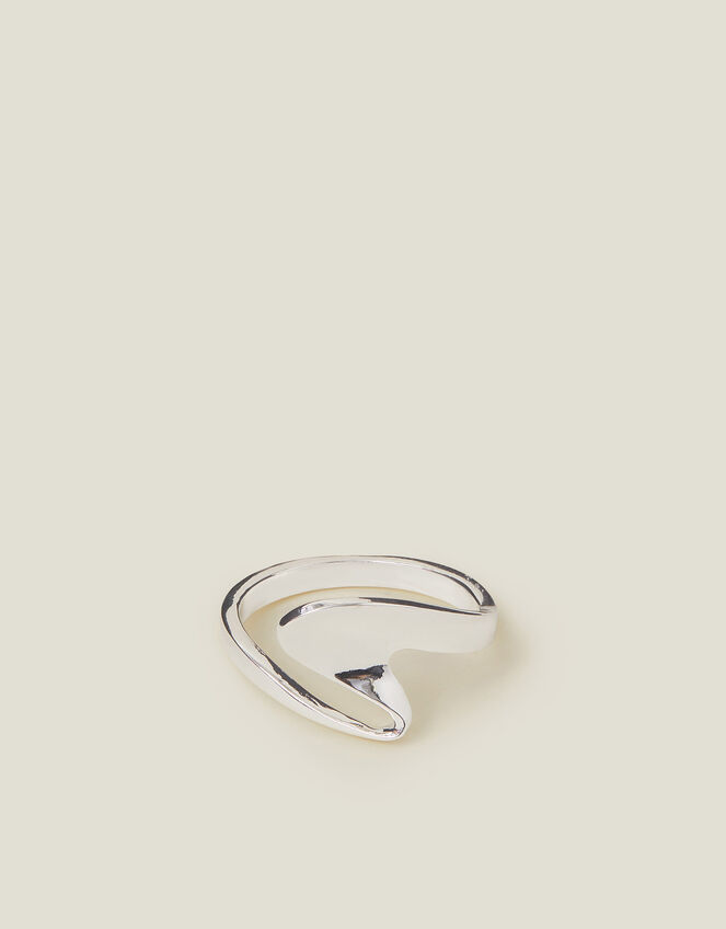 Sterling Silver-Plated Open Wave Ring, Silver (ST SILVER), large