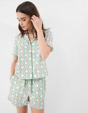 Heart Print Ruffle Shorts Pyjama Set, Ivory (IVORY), large