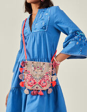 Floral Embellished Cross-Body Bag, , large
