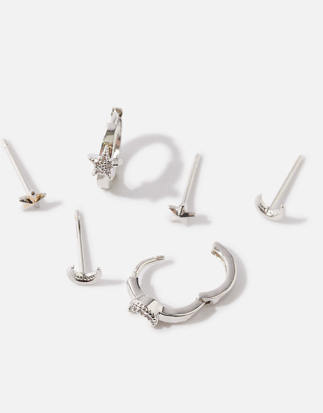 Platinum-Plated Celestial Earring Set of Three, , large
