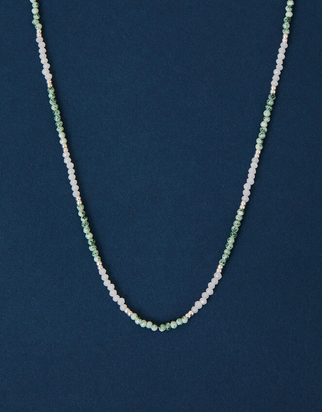 Sterling Silver-Plated Mix Bead Necklace, , large