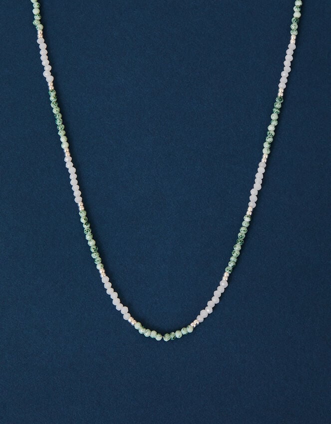 Sterling Silver-Plated Mix Bead Necklace, , large