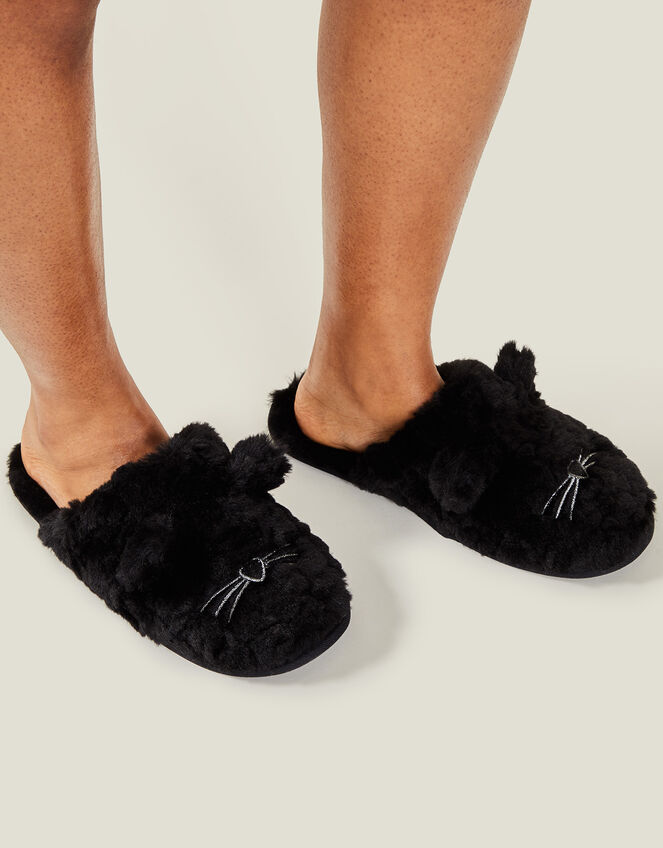 Cat Mule Slippers, Black (BLACK), large