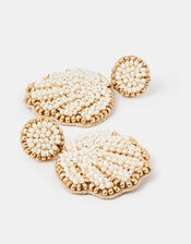 Beaded Shell Drop Earrings, , large