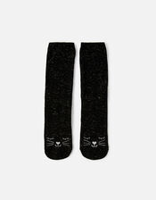 Sandy Sparkle Cat Face Socks, , large