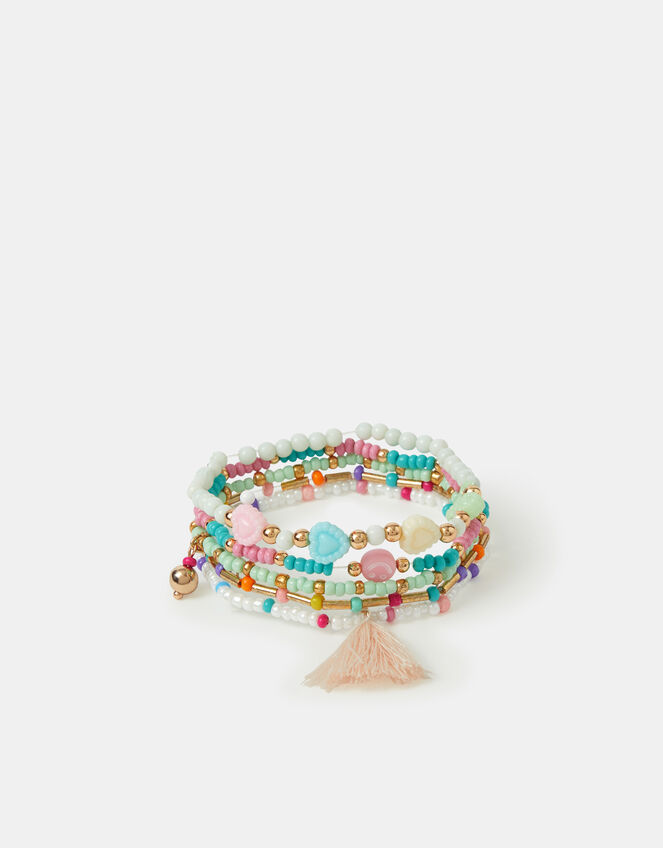 5-Pack Girls Beaded Stretch Bracelets, , large