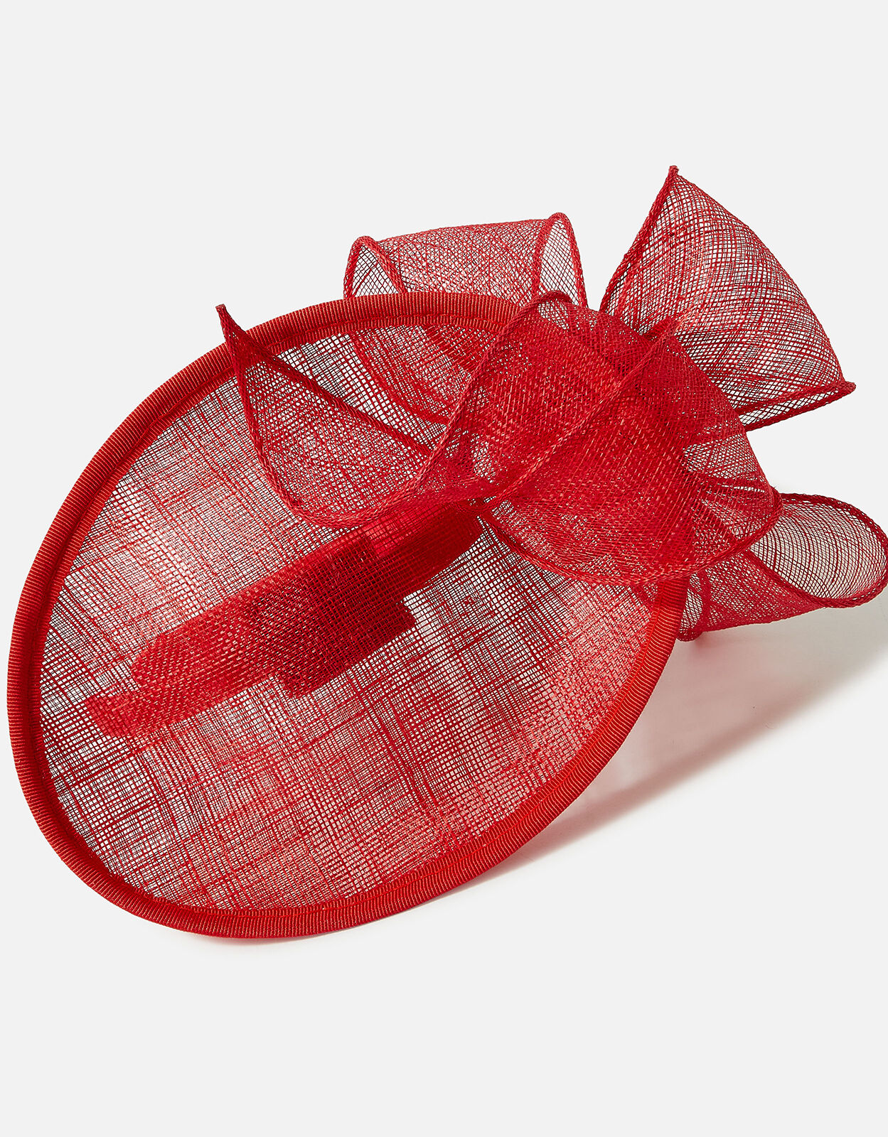 Hannah Bow Oval Disc Fascinator Red 