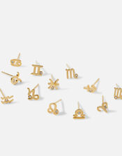 14ct Gold-Plated Zodiac Earrings 5 Pack, Gold (GOLD), large
