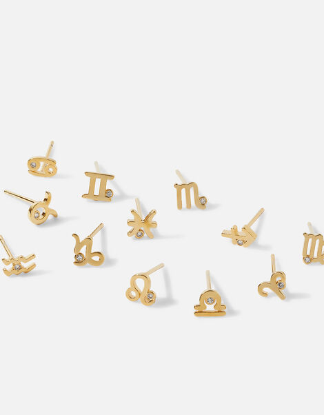 Gold-Plated Zodiac Earrings 5 Pack Gold, Gold (GOLD), large