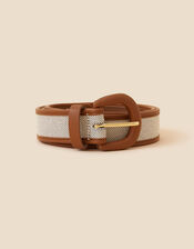 Contrast Edge Canvas Belt , Tan (TAN), large