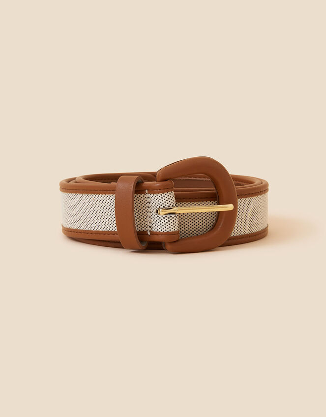 Contrast Edge Canvas Belt , Tan (TAN), large
