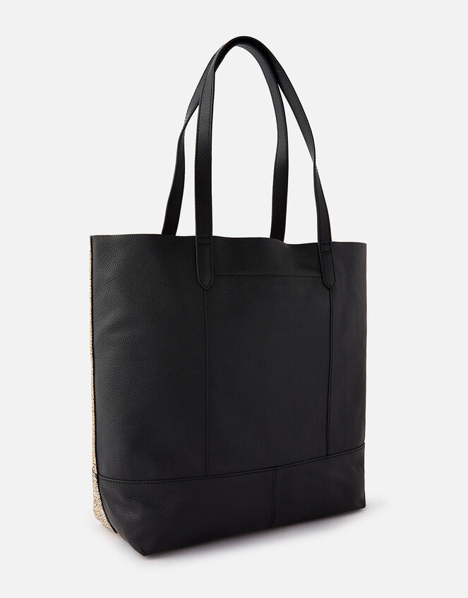 Animal Foil Print Leather Shopper Bag, , large