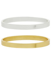 Sterling Silver Mixed Plate Band Ring Set, Metalic (METALLICS), large