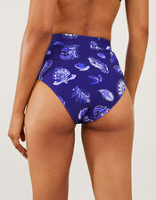 Paisley High Waisted Bikini Bottoms, Blue (BLUE), large