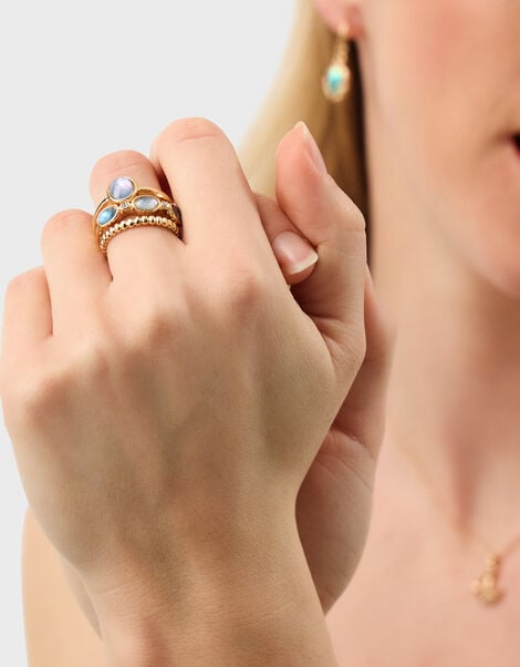 3-Pack Stone Rings, Gold (GOLD), large